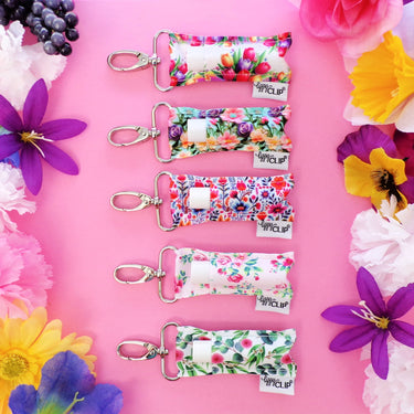 Aqua Floral LippyClip® Lip Balm Holder for Chapstick